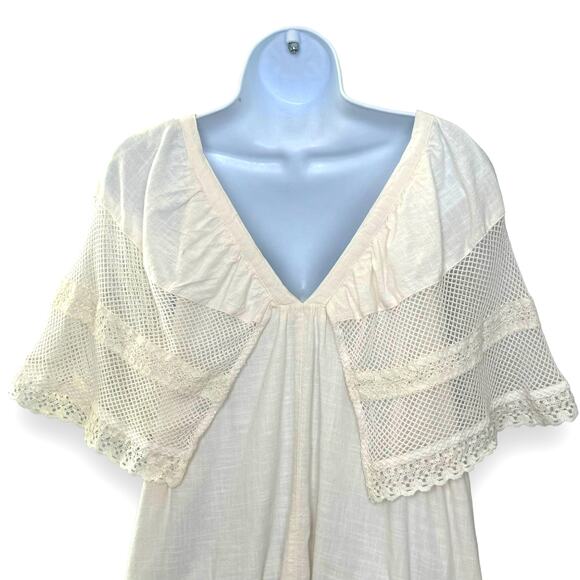 Old Navy Flutter Sleeve Shift Dress M Cream Lace Summer Coastal Cottage Coquette - Picture 8 of 15